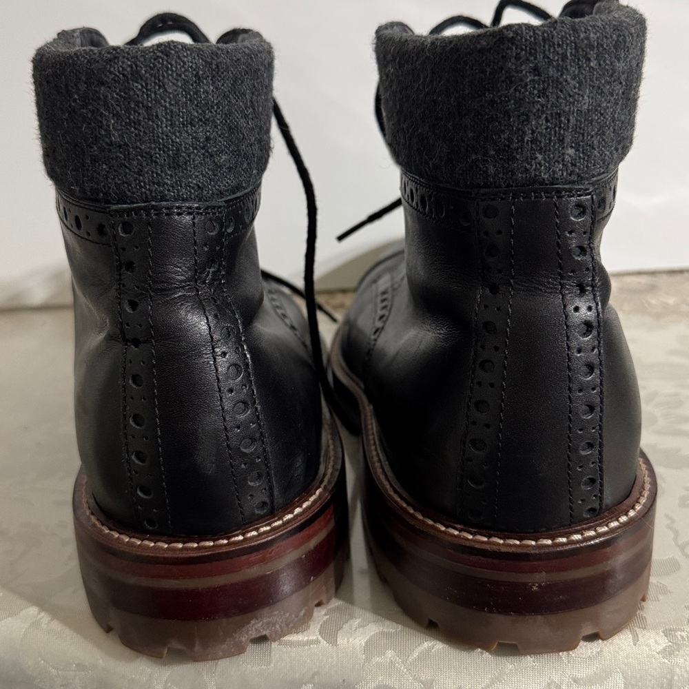 J & M EST. 1850 20-2925 MEN'S BLACK LEATHER & FABRIC CAPTOE BOOTS 13M - Picture 5 of 8